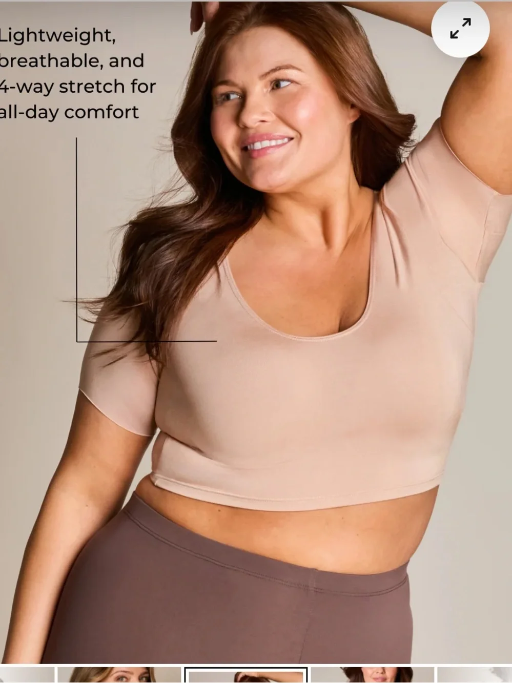 Numi The Crop Undershirt Almond M NWT Sweat Proof Short Sleeve Layer Shirt Top - Picture 5 of 14